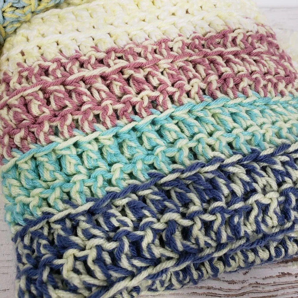 Handmade Multicolor Crocheted Blanket with Fringe  34